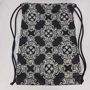 Rock Revival Black Thin Drawstring Backpack Zipper Pocket